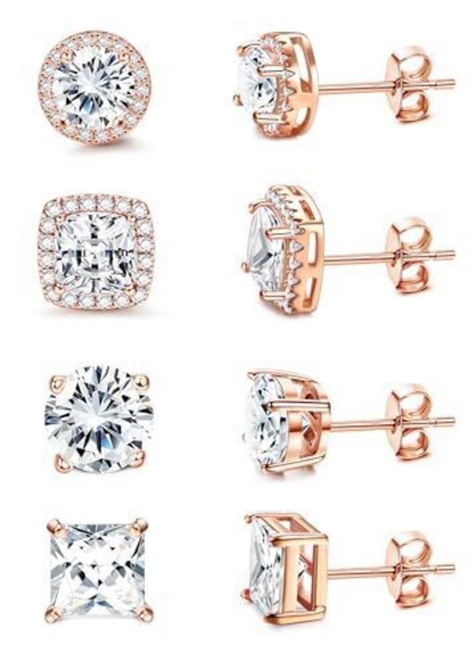 2822 Cubic Zirconia Stud Earrings | 18K Gold Plated Hypoallergenic Sterling